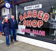 Penny Lane there is a barber showing photographs......